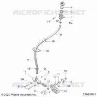 BRAKES, BRAKE PEDAL AND MAITRE CYLINDRE   A22SEE57K2/KK (C102315 1) pour Polaris SPORTSMAN 570 de 2022