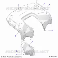 CARROSSERIE ARRIERE CAB   A22SEE57K2/KK (C102310 2) pour Polaris SPORTSMAN 570 de 2022