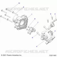 ENGINE, CORPS DE PAPILON AND FUEL RAIL   A22SEE57K2/KK (C0211481) pour Polaris SPORTSMAN 570 de 2022