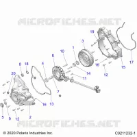 ENGINE, STATOR COVER AND FLYROUE   A22SEE57K2/KK (C0211232 1) pour Polaris SPORTSMAN 570 de 2022