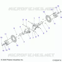 SUSPENSION ARRIERE HUBS, CARRIER AND BRAKE DISC   A22SEE57K2/KK (C102247 6) pour Polaris SPORTSMAN 570 de 2022
