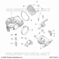 ENGINE, CORPS DE PAPILON AND FUEL RAIL   A22SEZ57AM/AN (C0211232 2) pour Polaris SPORTSMAN 570 de 2022