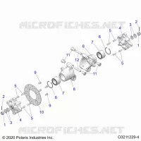 SUSPENSION ARRIERE HUBS, CARRIER AND BRAKE DISC   A22SEZ57AM/AN/BM/BN (C0211229 4) pour Polaris SPORTSMAN 570 de 2022