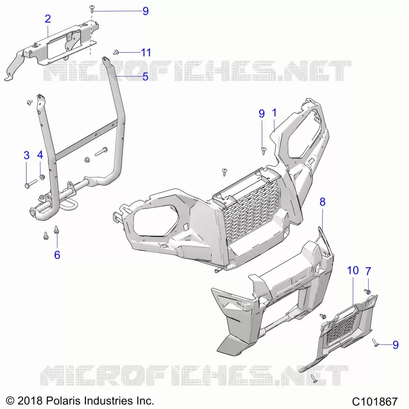 PARE CHOCS AVANT AND MOUNTING - A22SDA57A5 (C101867) Polaris SPORTSMAN 570 2022 SPORTSMAN TOURING 570  SPORTSMAN TOURING 570