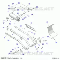 ECHAPPEMENT   A22SDS57C4 (C0211101) pour Polaris SPORTSMAN TOURING 570 de 2022