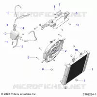 ENGINE, SYSTÃˆME DE REFROIDISSEMENT, RADIATOR, FAN & OVERFLOW BOTTLE   A22SDS57C4 (C102234 1) pour Polaris SPORTSMAN TOURING 570 de 2022
