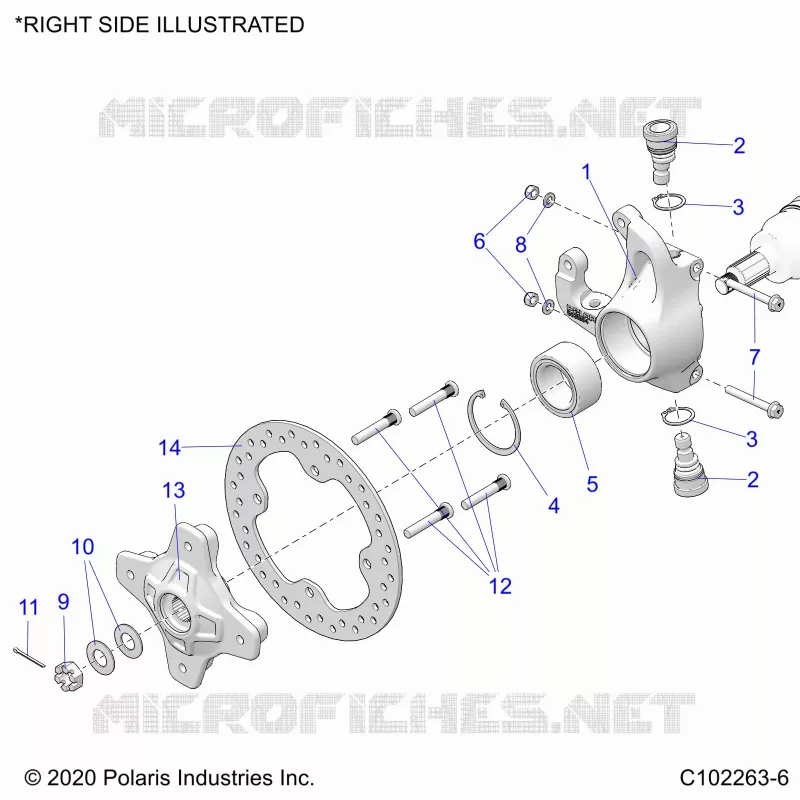 SUSPENSION AVANT HUB, KNUCKLE AND BRAKE DISC - A20SVA85A3 (C102263-6) Polaris SCRAMBLER 850 2020 SCRAMBLER 850  SCRAMBLER 850 48
