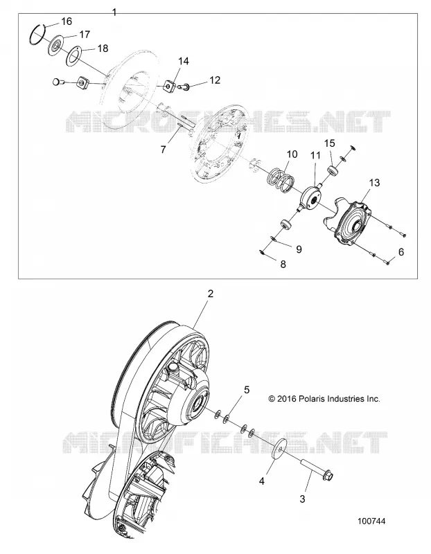 SYSTÃˆME DE TRANSMISSION, SECONDARY CLUTCH - A20SVA85A3 (100744) Polaris SCRAMBLER 850 2020 SCRAMBLER 850  SCRAMBLER 850 48