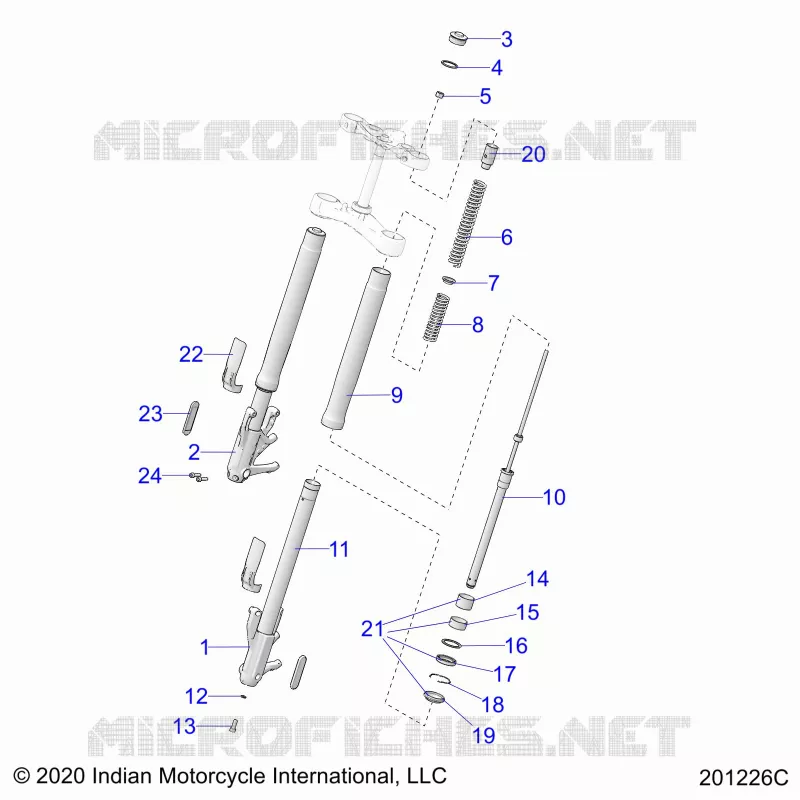 SUSPENSION AVANT FORKS - N22LCCRR ALL OPTIONS (201226C) Polaris INDIAN MOTORCYCLE 1800 2022 CHALLENGER DARK HORSE  CHALLENGER DARK HORSE