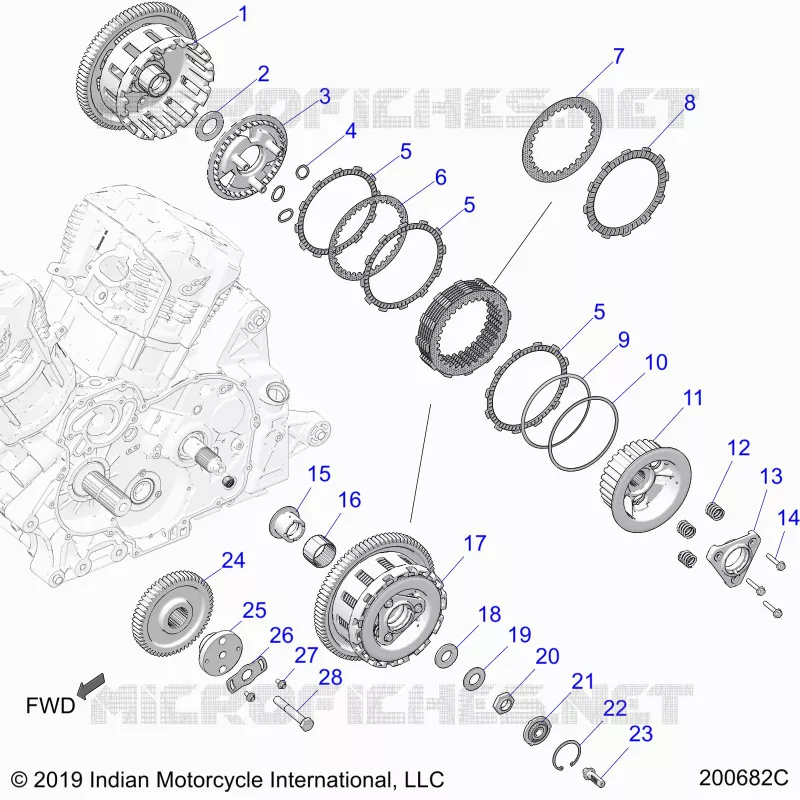 SYSTÃˆME DE TRANSMISSION, CLUTCH AND PRIMARY DRIVE - N22LCCRR ALL OPTIONS (200682C) Polaris INDIAN MOTORCYCLE 1800 2022 CHALLENGER DARK HORSE  CHALLENGER DARK HORSE