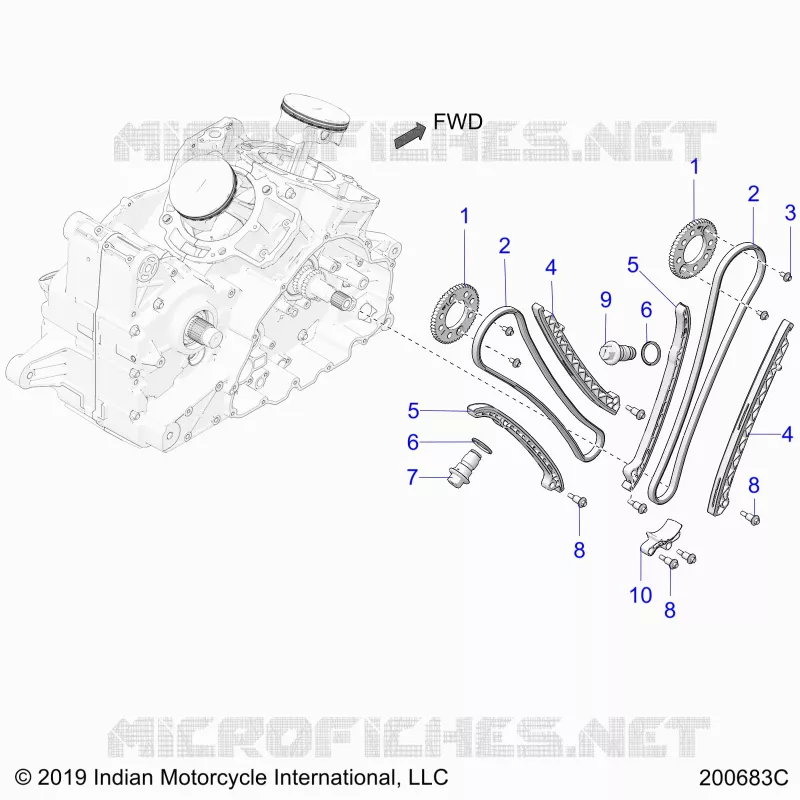 CHAINE DE DISTRIBUTION AND SPROCKETS - N22LCERR ALL OPTIONS (200683C) Polaris INDIAN MOTORCYCLE 1800 2022 CHALLENGER ELITE  CHALLENGER ELITE