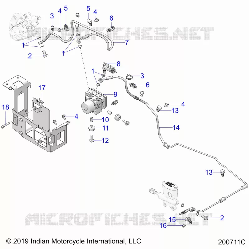 FREINS, FREIN LINE, REAR, AND ABS MODULE ASM. - N22LCERR ALL OPTIONS (200711C) Polaris INDIAN MOTORCYCLE 1800 2022 CHALLENGER ELITE  CHALLENGER ELITE