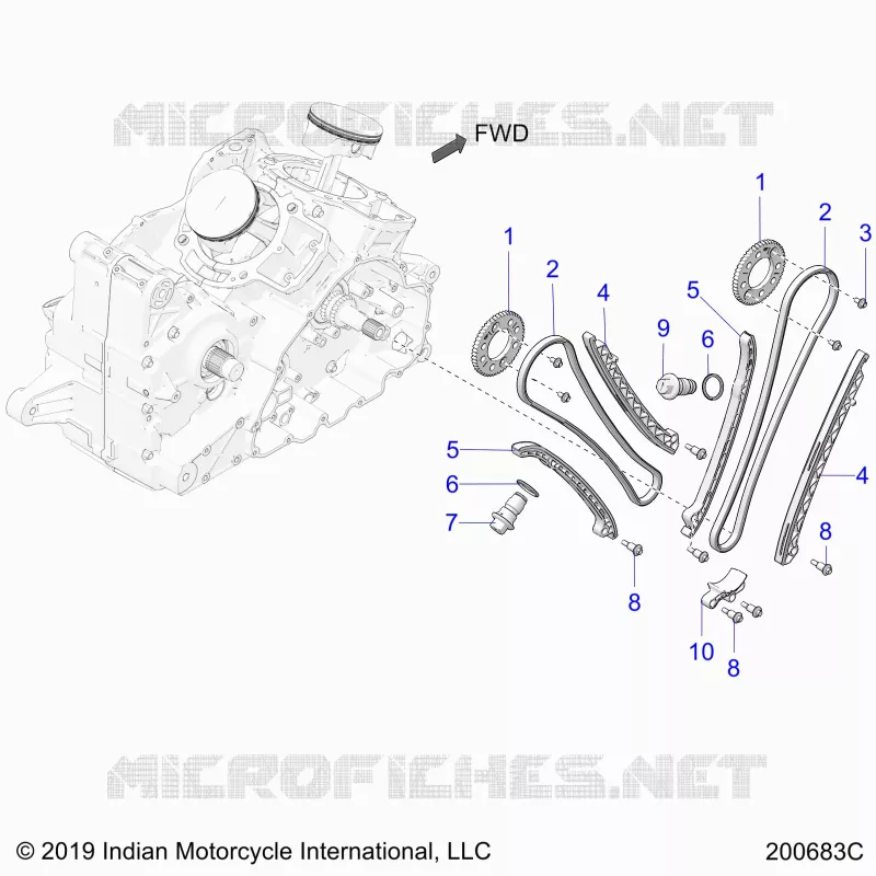 CHAINE DE DISTRIBUTION AND SPROCKETS - N22LCARR ALL OPTIONS (200683C) Polaris INDIAN MOTORCYCLE 1800 2022 CHALLENGER LIMITED  CHALLENGER LIMITED