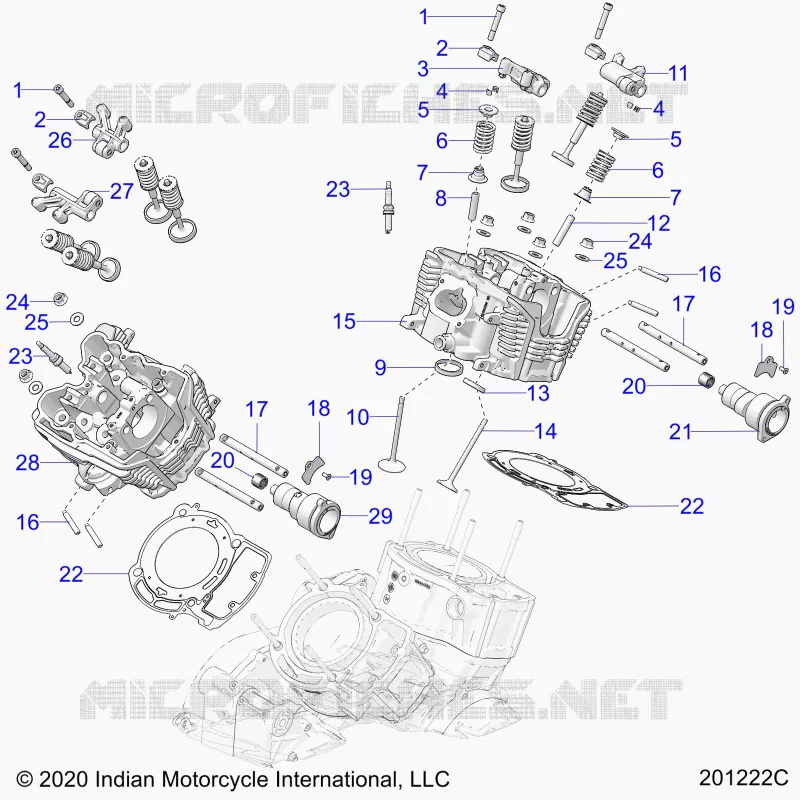 ENGINE, CULASSE, CAMSHAFT AND VALVE ASM. - N22LCARR ALL OPTIONS (201222C) Polaris INDIAN MOTORCYCLE 1800 2022 CHALLENGER LIMITED  CHALLENGER LIMITED