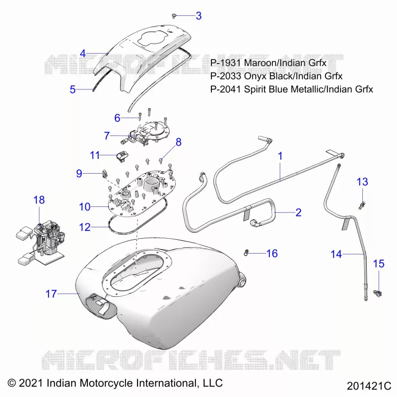 SYSTÃˆME D'ALIMENTATION, FUEL TANK ASM. - N22LCARR ALL OPTIONS (201421C) Polaris INDIAN MOTORCYCLE 1800 2022 CHALLENGER LIMITED  CHALLENGER LIMITED