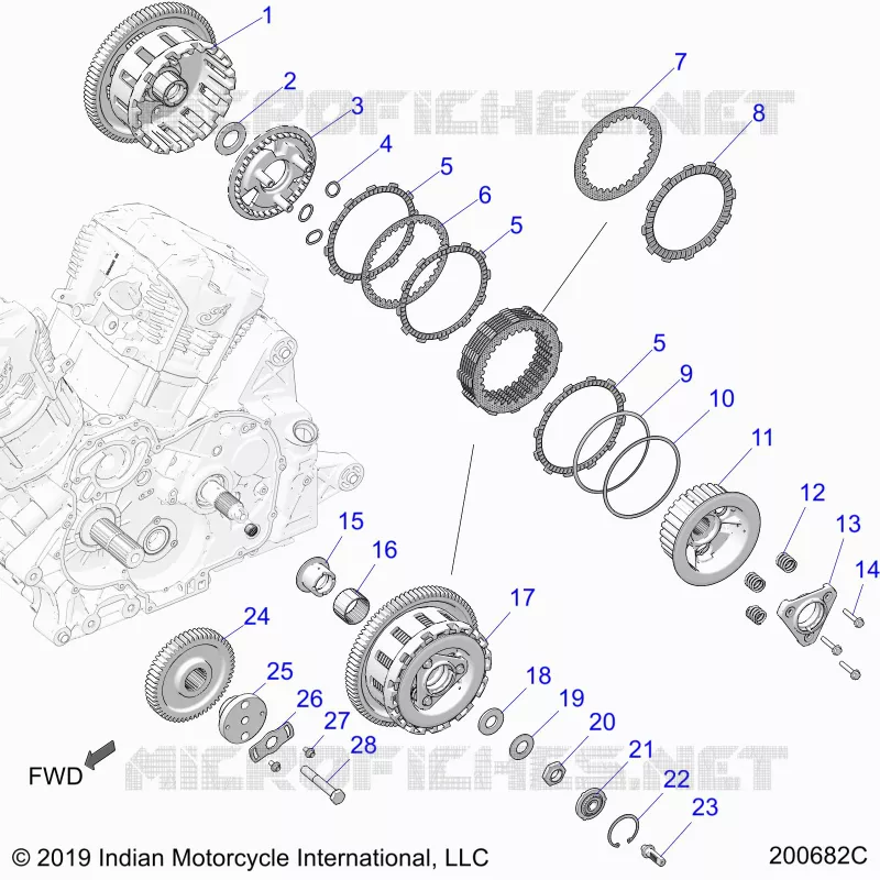 SYSTÃˆME DE TRANSMISSION, CLUTCH AND PRIMARY DRIVE - N22LCBRR ALL OPTIONS (200682C) Polaris INDIAN MOTORCYCLE 1800 2022 CHALLENGER  CHALLENGER STANDARD
