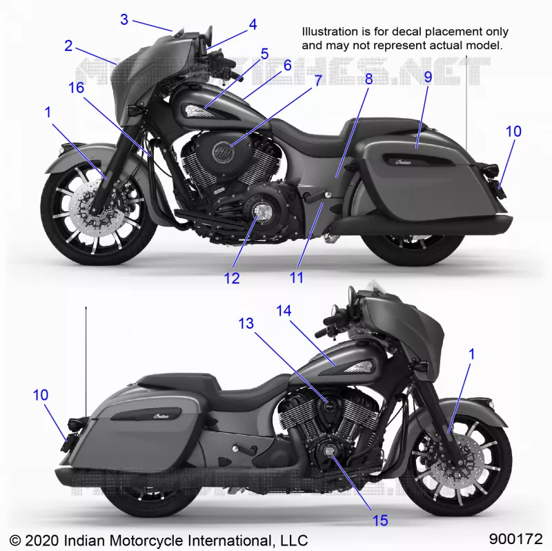 EMBLEMES - N22TCDBB ALL OPTIONS (900172) Polaris INDIAN MOTORCYCLE 1900 2022 CHIEFTAIN DARK HORSE  CHIEFTAIN DARK HORSE