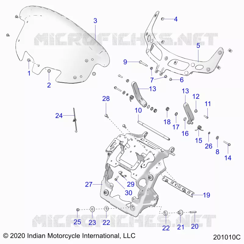 CARENAGES ASM, WINDSHIELD MOUNT - N22TCEBB ALL OPTIONS (201010C) Polaris INDIAN MOTORCYCLE 1900 2022 CHIEFTAIN ELITE  CHIEFTAIN ELITE