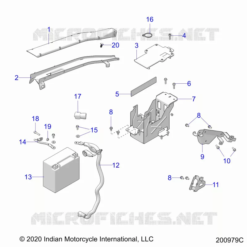 ELECTRICITE, BATTERY - N22TCEBB ALL OPTIONS (200979C) Polaris INDIAN MOTORCYCLE 1900 2022 CHIEFTAIN ELITE  CHIEFTAIN ELITE