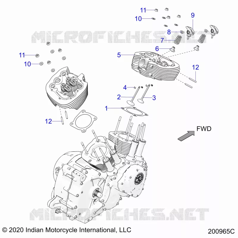 ENGINE, CULASSE ASM. - N22TCEBB ALL OPTIONS (200965C) Polaris INDIAN MOTORCYCLE 1900 2022 CHIEFTAIN ELITE  CHIEFTAIN ELITE