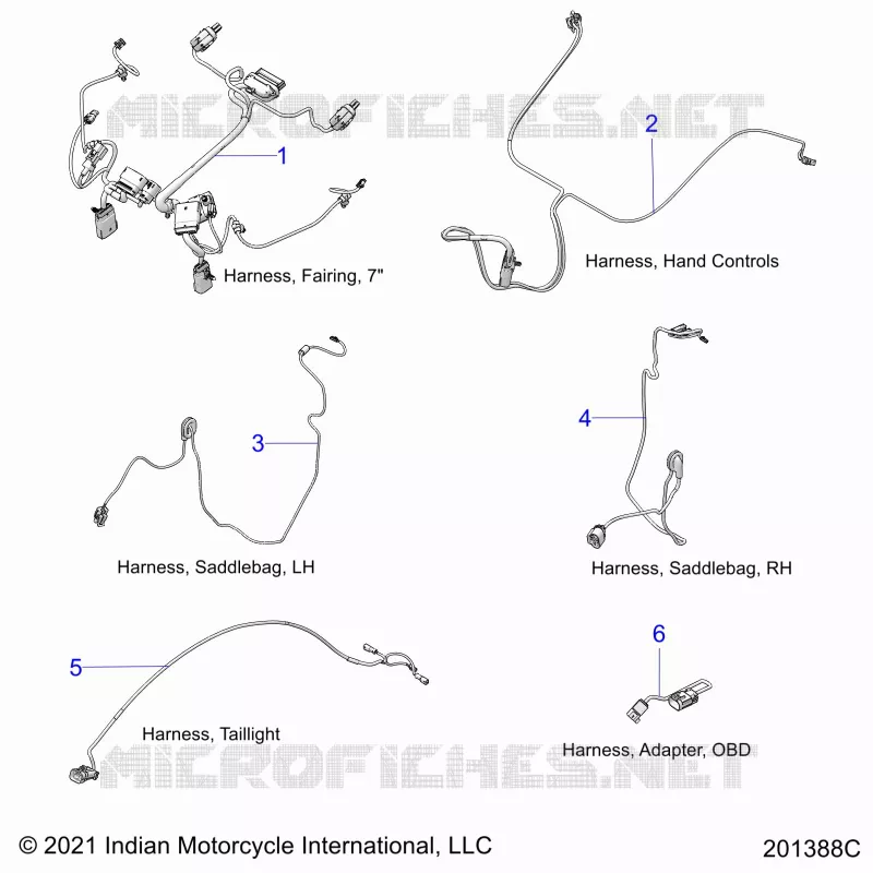 ELECTRICITE, WIRE HARNESS 2 - N22TCABB ALL OPTIONS (201388C) Polaris INDIAN MOTORCYCLE 1900 2022 CHIEFTAIN PREMIUM  CHIEFTAIN PREMIUM