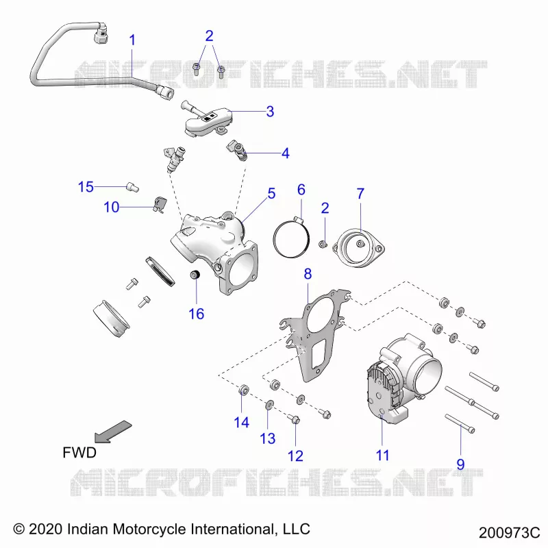 SYSTÃˆME D'ALIMENTATION, FUEL CLAM SHELL/THROTTLE BODY - N22TCABB ALL OPTIONS (200973C) Polaris INDIAN MOTORCYCLE 1900 2022 CHIEFTAIN PREMIUM  CHIEFTAIN PREMIUM