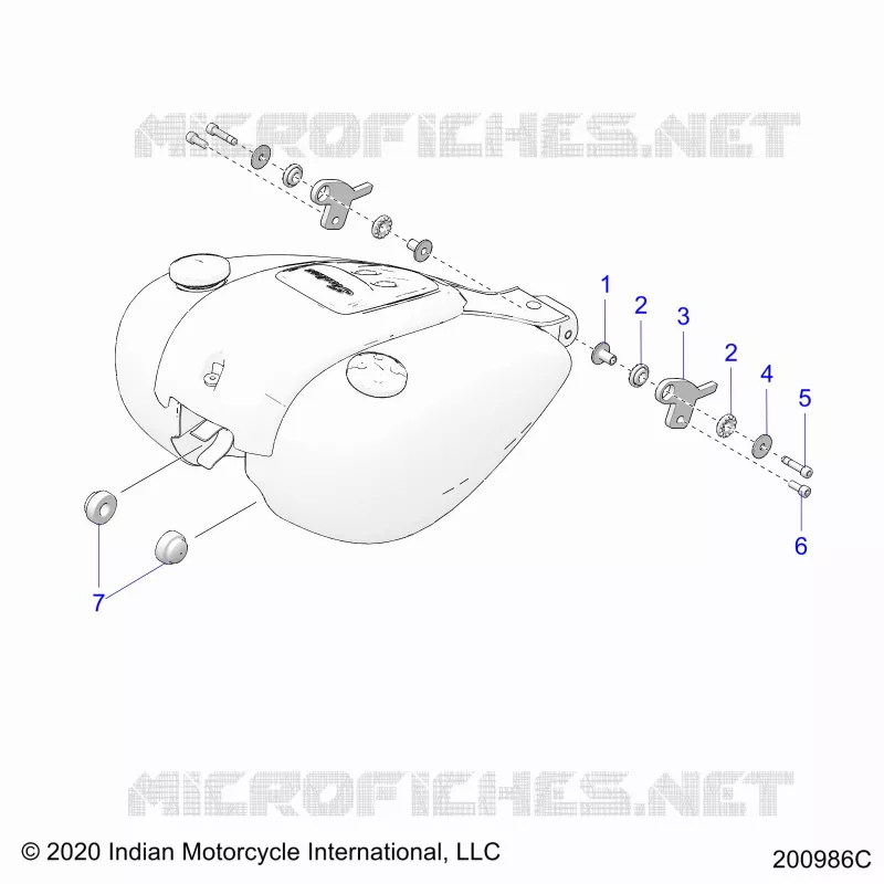 SYSTÃˆME D'ALIMENTATION, FUEL TANK MOUNTING - N22TCABB ALL OPTIONS (200986C) Polaris INDIAN MOTORCYCLE 1900 2022 CHIEFTAIN PREMIUM  CHIEFTAIN PREMIUM