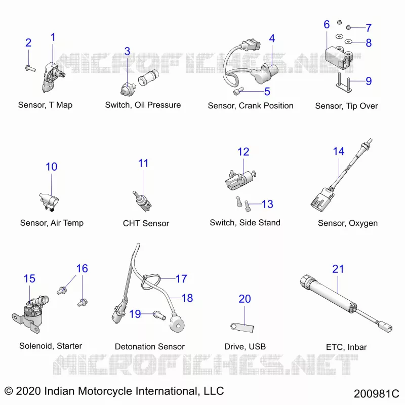 ELECTRICITE, COMPONENTS 2 - N22TCBAA ALL OPTIONS (200981C) Polaris INDIAN MOTORCYCLE 1800 2022 CHIEFTAIN STANDARD  CHIEFTAIN STANDARD 111