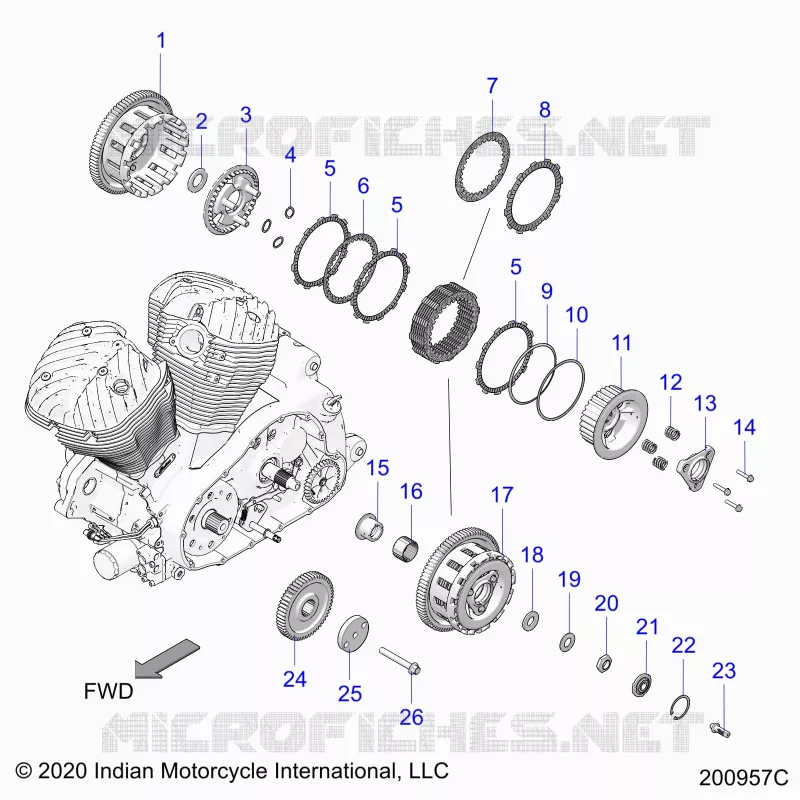 SYSTÃˆME DE TRANSMISSION, CLUTCH AND PRIMARY DRIVE - N22TCBAA ALL OPTIONS (200957C) Polaris INDIAN MOTORCYCLE 1800 2022 CHIEFTAIN STANDARD  CHIEFTAIN STANDARD 111