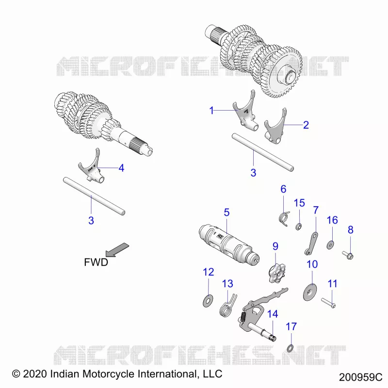 DRIVE TRAIN, FOURCHETTES DE SELECTION AND DRUM - N22TCBBB ALL OPTIONS (200959C) Polaris INDIAN MOTORCYCLE 1900 2022 CHIEFTAIN STANDARD  CHIEFTAIN STANDARD 116