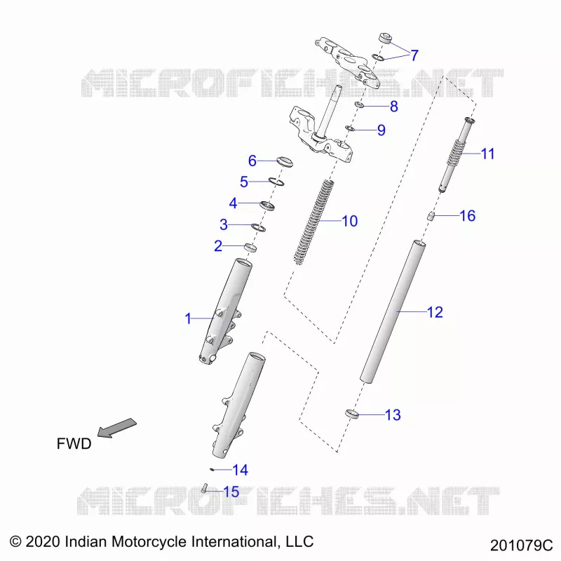 SUSPENSION AVANT FORKS - N22TRABB ALL OPTIONS (201079C) Polaris INDIAN MOTORCYCLE 1900 2022 ROADMASTER  ROADMASTER