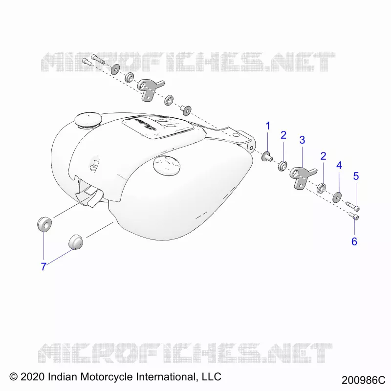 SYSTÃˆME D'ALIMENTATION, FUEL TANK MOUNTING - N22TKABB ALL OPTIONS (200986C) Polaris INDIAN MOTORCYCLE 1900 2022 ROADMASTER PREMIUM  ROADMASTER PREMIUM