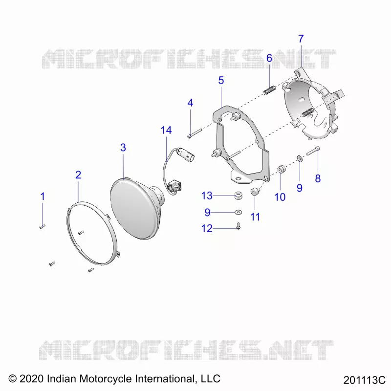 ELECTRICITE, HEADLIGHT- N22THAAA ALL OPTIONS (201113C) Polaris INDIAN MOTORCYCLE 1800 2022 SPRINGFIELD  SPRINGFIELD 111