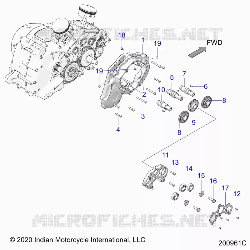 MOTEUR, CAM SHAFTS AND GEARS - N22THABB ALL OPTIONS (200961C) Polaris INDIAN MOTORCYCLE 1900 2022 SPRINGFIELD  SPRINGFIELD 116