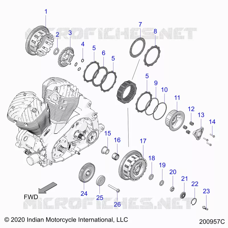 SYSTÃˆME DE TRANSMISSION, CLUTCH AND PRIMARY DRIVE - N22THABB ALL OPTIONS (200957C) Polaris INDIAN MOTORCYCLE 1900 2022 SPRINGFIELD  SPRINGFIELD 116