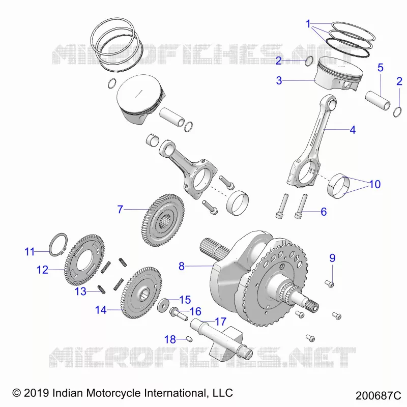 ENGINE, PISTON AND VILEBREQUIN - N21LCARR ALL OPTIONS (200687C) Polaris INDIAN MOTORCYCLE 1800 2021 CHALLENGER LIMITED  CHALLENGER LIMITED