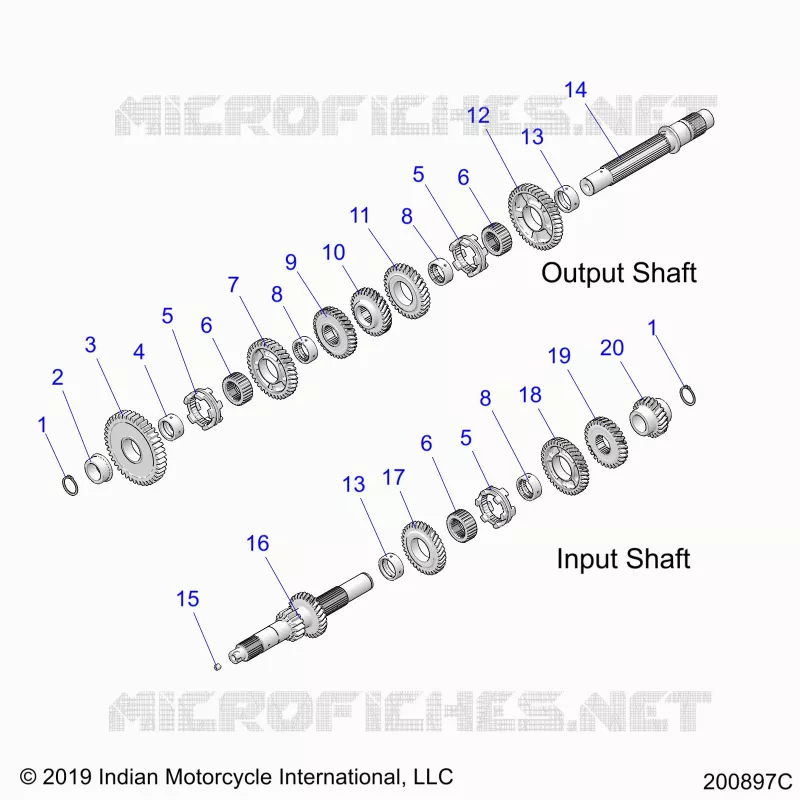 SYSTÃˆME DE TRANSMISSION, INPUT/OUTPUT SHAFT ASM. - N21LCARR ALL OPTIONS (200897C) Polaris INDIAN MOTORCYCLE 1800 2021 CHALLENGER LIMITED  CHALLENGER LIMITED