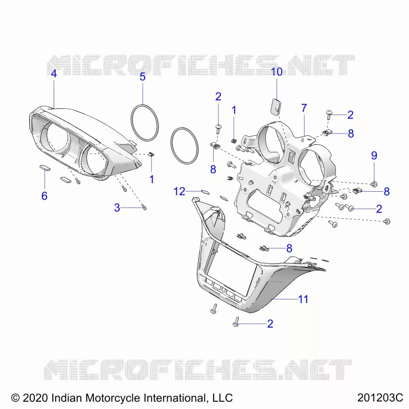 CARENAGES ASM 4 - N21LCBRR ALL OPTIONS (201203C) Polaris INDIAN MOTORCYCLE 1800 2021 CHALLENGER  CHALLENGER