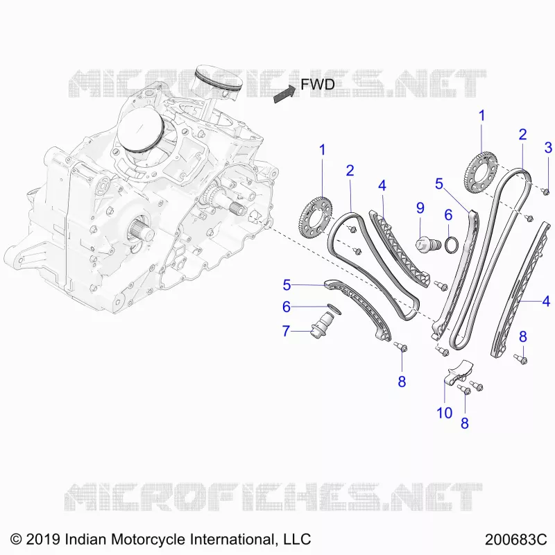 CHAINE DE DISTRIBUTION AND SPROCKETS - N21LCBRR ALL OPTIONS (200683C) Polaris INDIAN MOTORCYCLE 1800 2021 CHALLENGER  CHALLENGER