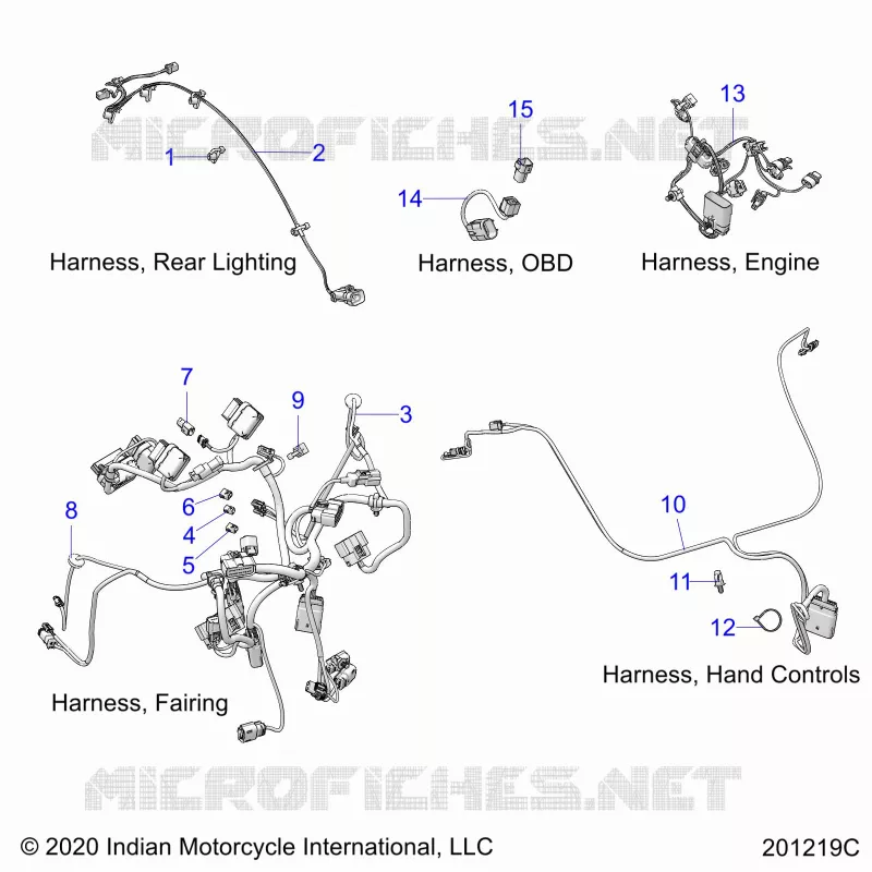 ELECTRICITE, WIRE HARNESS 2 - N21LCBRR ALL OPTIONS (201219C) Polaris INDIAN MOTORCYCLE 1800 2021 CHALLENGER  CHALLENGER