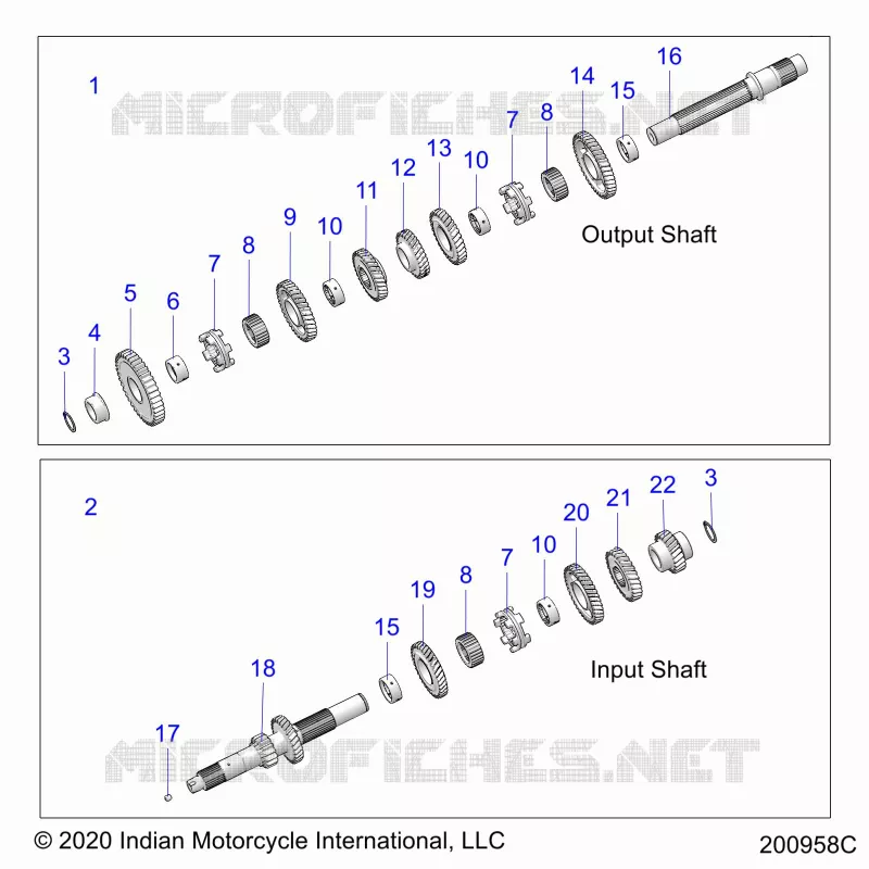SYSTÃˆME DE TRANSMISSION, INPUT/OUTPUT SHAFT ASM. - N21TCABB ALL OPTIONS (200958C) Polaris INDIAN MOTORCYCLE 1900 2021 CHIEFTAIN LIMITED  CHIEFTAIN LIMITED