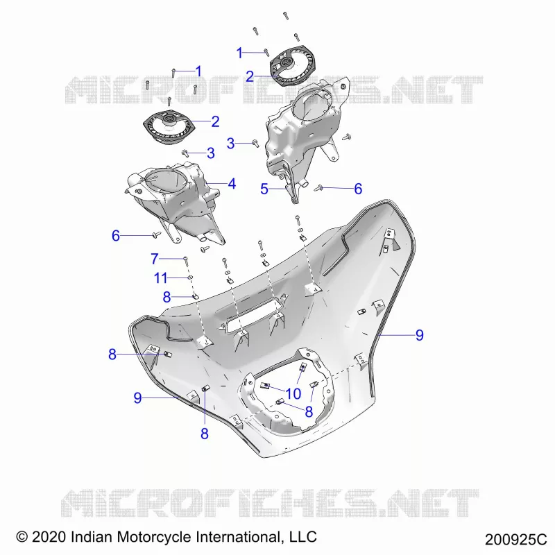 CARENAGES ASM 2 - N21TCBBB ALL OPTIONS (200925C) Polaris INDIAN MOTORCYCLE 1900 2021 CHIEFTAIN 116  CHIEFTAIN 116