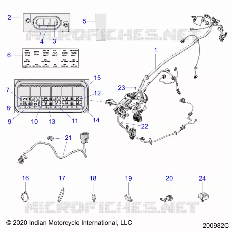 ELECTRICITE, WIRE HARNESS - N21TCBBB ALL OPTIONS (200982C) Polaris INDIAN MOTORCYCLE 1900 2021 CHIEFTAIN 116  CHIEFTAIN 116