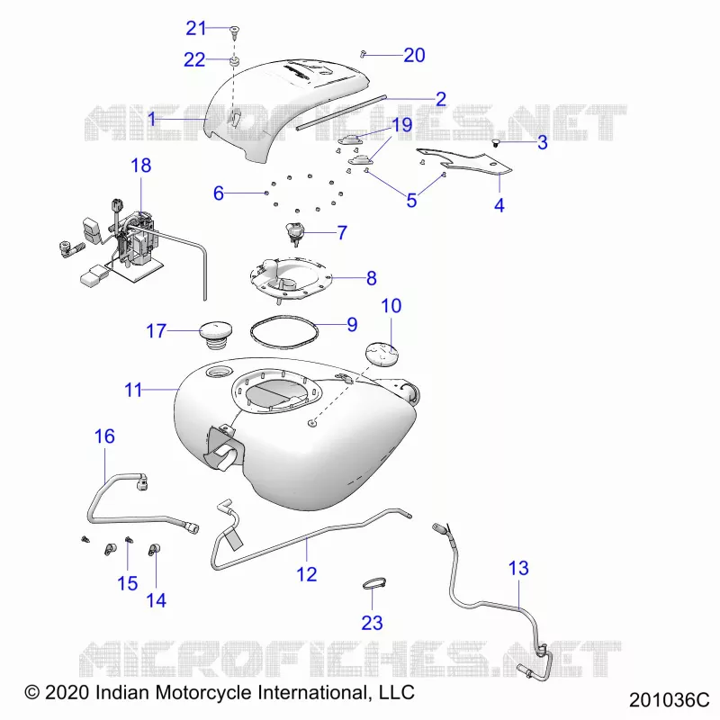 SYSTÃˆME D'ALIMENTATION, FUEL TANK ASM. - N21TCBBB ALL OPTIONS (201036C) Polaris INDIAN MOTORCYCLE 1900 2021 CHIEFTAIN 116  CHIEFTAIN 116