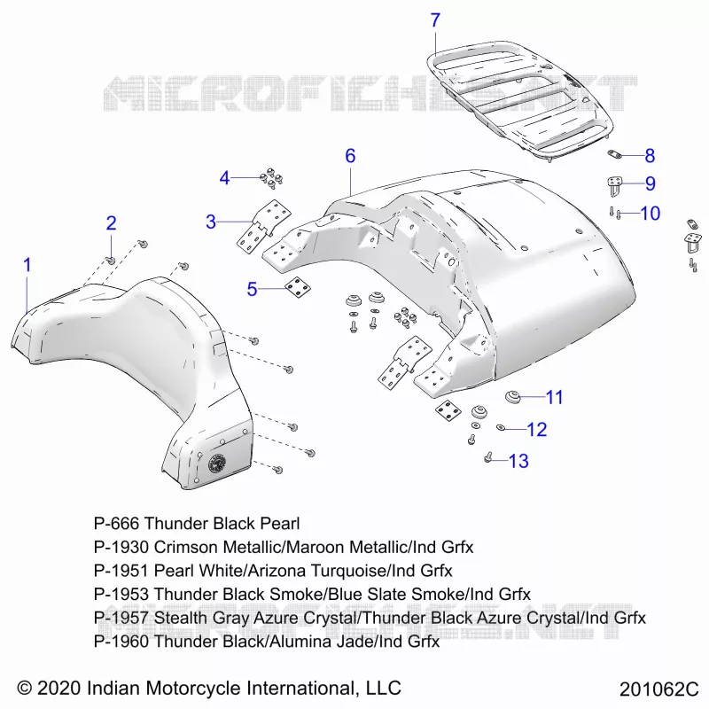 COFFRE LID AND BACKREST ASM. - N21TRABB ALL OPTIONS (201062C) Polaris INDIAN MOTORCYCLE 1900 2021 ROADMASTER  ROADMASTER
