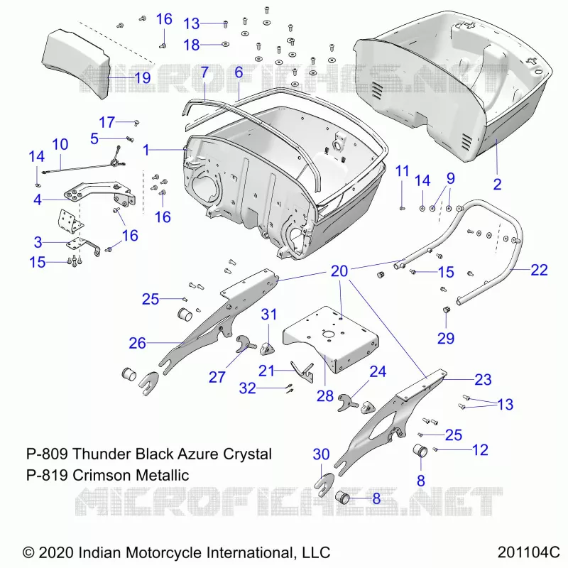 COFFRE BASE MOUNTING ASM. - N21TKABB ALL OPTIONS (201104C) Polaris INDIAN MOTORCYCLE 1900 2021 ROADMASTER LIMITED  ROADMASTER LIMITED