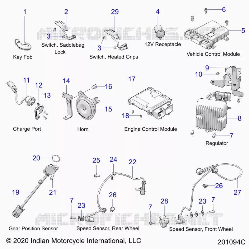 ELECTRICITE, COMPONENTS 1 - N21TKABB ALL OPTIONS (201094C) Polaris INDIAN MOTORCYCLE 1900 2021 ROADMASTER LIMITED  ROADMASTER LIMITED