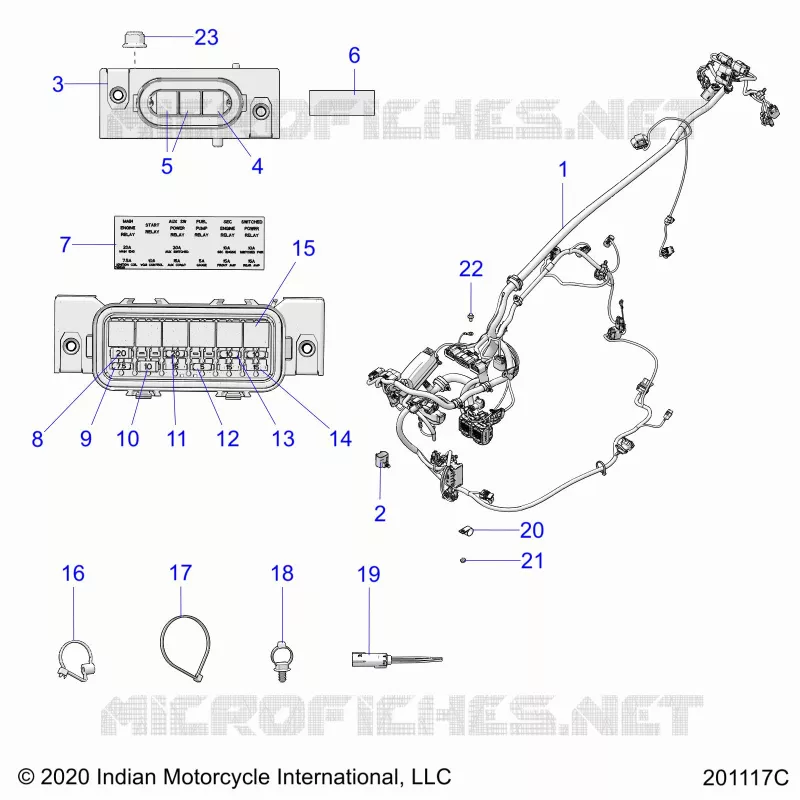 ELECTRICITE, WIRE HARNESS - N21THABB ALL OPTIONS (201117C) Polaris INDIAN MOTORCYCLE 1900 2021 SPRINGFIELD 116  SPRINGFIELD 116