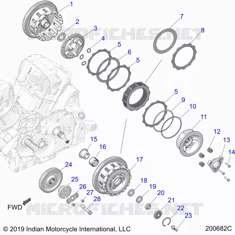 SYSTÃˆME DE TRANSMISSION, CLUTCH AND PRIMARY DRIVE - N20LCDRR ALL OPTIONS (200682C) Polaris INDIAN MOTORCYCLE 1800 2020 CHALLENGER DARK HORSE  CHALLENGER DARK HORSE