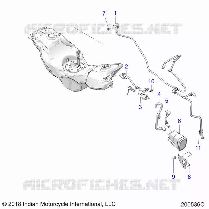 SYSTÃˆME D'ALIMENTATION, EVAP SYSTEM (CALIF. AND INTL.) - N20RTA22/RUA24 (200536C) Polaris INDIAN MOTORCYCLE 1200 2020 FTR 1200  FTR 1200